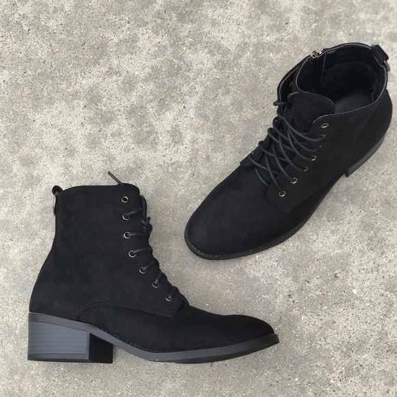 Restock! Kennedy Black Suede LaceUp COMBAT BOOTS - Picture 6 of 8